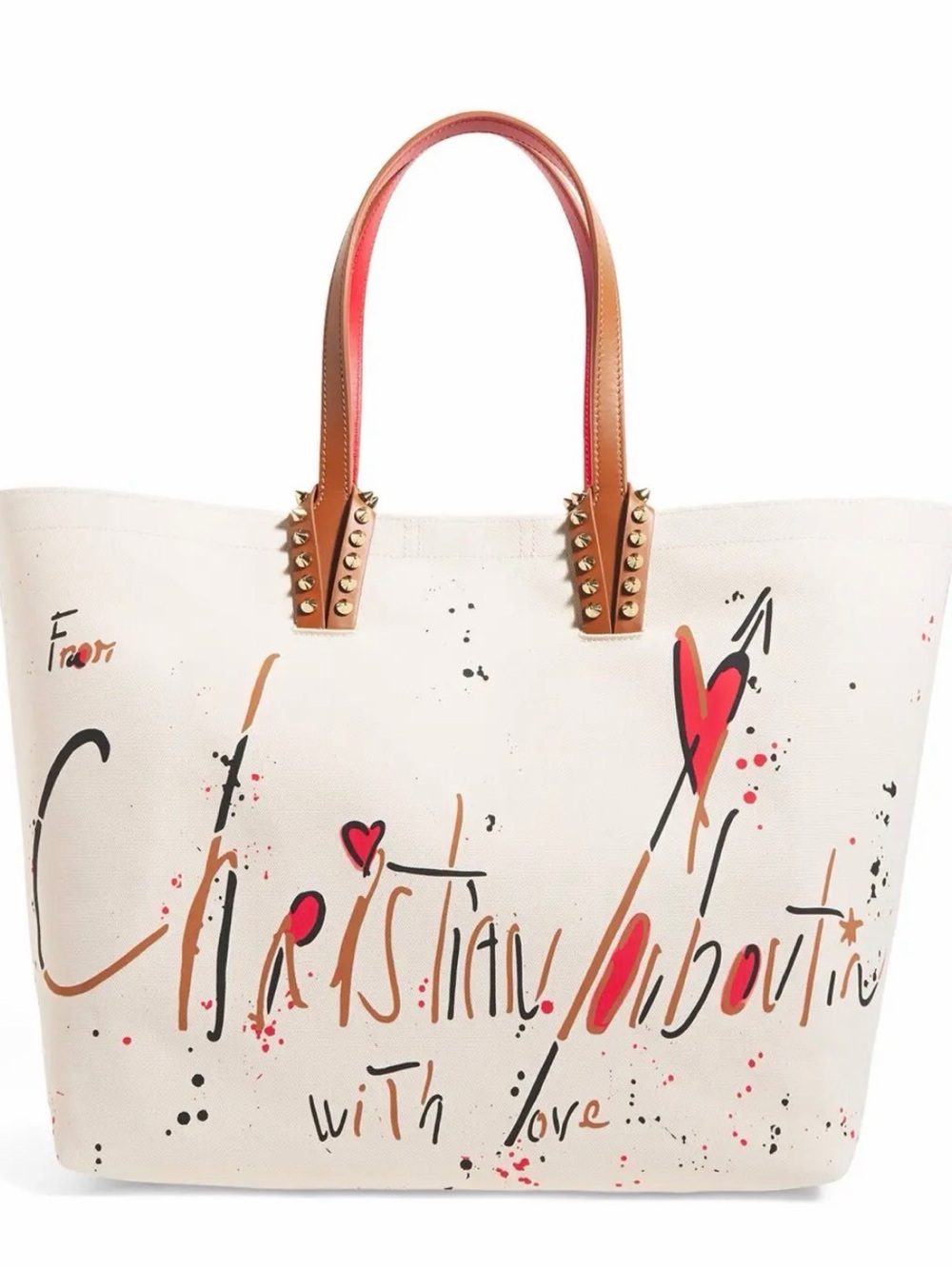 CHRISTIAN LOUBOUTIN NATURAL CANVAS CABATA BEACH TOTE BAG SIZE LARGE